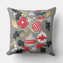Moderne Weihnachtssaison Rot Silver & Gold Ornamen Kissen