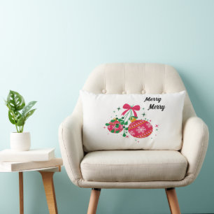 Moderne Weihnachtsschmuck in Rot und Grün Lendenkissen