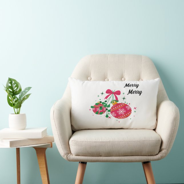 Moderne Weihnachtsschmuck in Rot und Grün Lendenkissen (Stuhl )