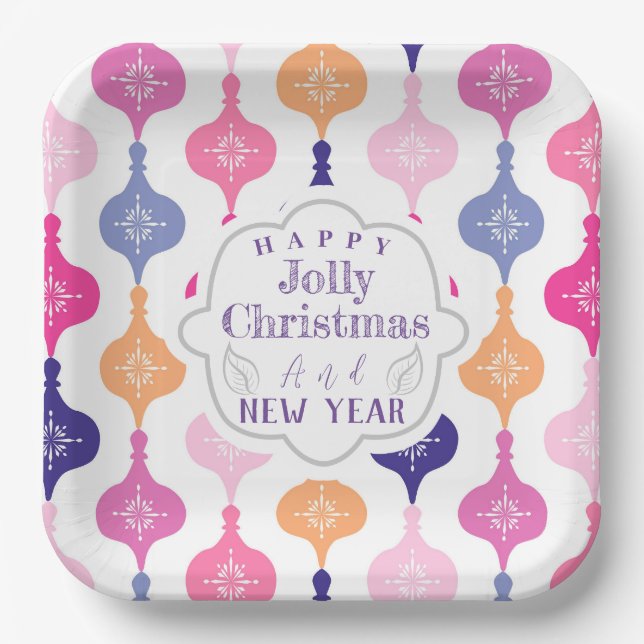 Moderne Weihnachtsschmuck Pappteller (Vorderseite)