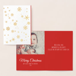 Moderne Weihnachtsschneeflocken-Meldung Familienna Folienkarte