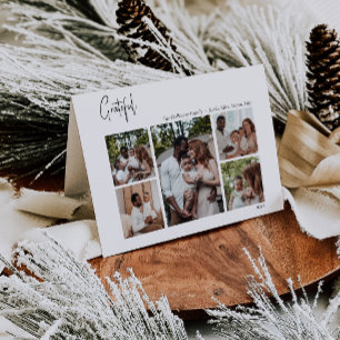 Moderne Weihnachtsschrift dankbar geklappt fünf Fo Feiertagskarte