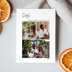 Moderne Weihnachtsschrift dankbar Vertical 3 Foto Feiertagskarte