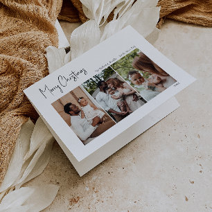 Moderne Weihnachtsschrift faltet drei Fotos Feiertagskarte