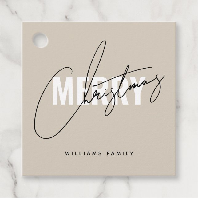 Moderne Weihnachtsschrift Geschenkanhänger (Vorderseite)