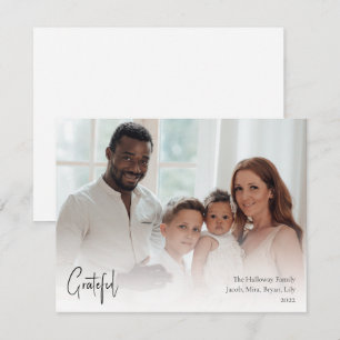 Moderne Weihnachtsschrift Grateful Full Foto Feiertagskarte