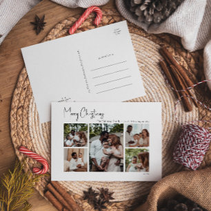 Moderne Weihnachtsschrift mit fünf Fotos Feiertagspostkarte
