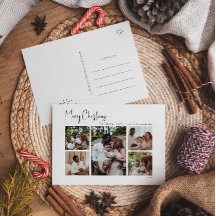 Moderne Weihnachtsschrift mit fünf Fotos