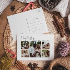 Moderne Weihnachtsschrift mit fünf Fotos Feiertagspostkarte