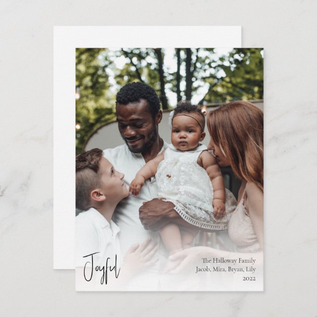 Moderne Weihnachtsschrift Volle vertikale Foto Feiertagskarte (Vorne/Hinten)