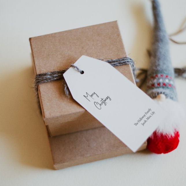 Moderne Weihnachtsskriptfamilie Geschenkanhänger (Von Creator hochgeladen)