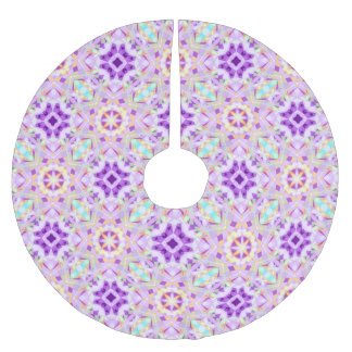 Moderne Weihnachtssterne Lila Gelb Polyester Weihnachtsbaumdecke