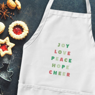 Moderne Weihnachtstypografie Joy Liebe Peace Hope Schürze