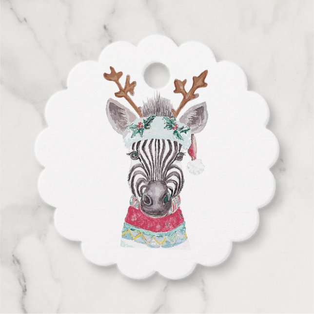 Moderne Weihnachtswassermalerei Geschenkanhänger (Vorderseite)