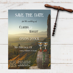 Moderne Weingarten- oder Weinkarte QR Save the Dat Save The Date