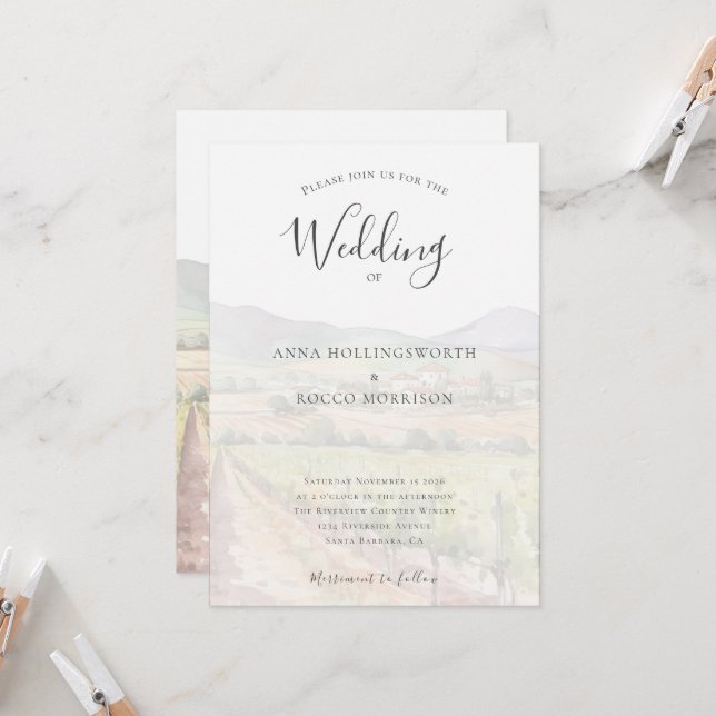 Moderne Weinkellerei Weinkeller Hochzeit Einladung (Vorderseite/Rückseite Beispiel)