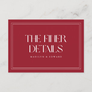 Moderne Weinrote "The Finer Details" Hochzeit Begleitkarte