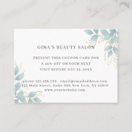 Moderne, weiß-grüne leafy Discount-Karte Rabattkarte