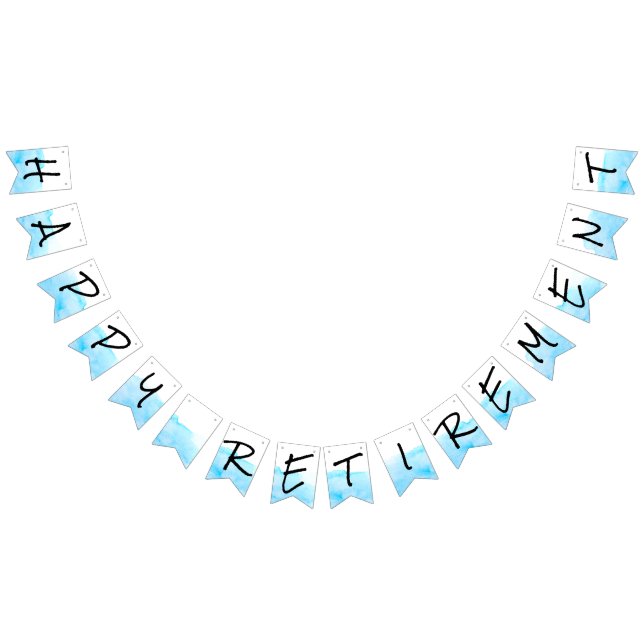 Moderne weiß und blau Wasserfarben glückliche Pens Wimpelkette (Alle)