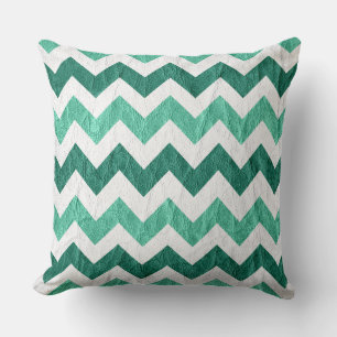Moderne weiße Aqua-Chevron-Leder Kissen
