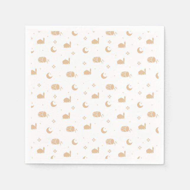 Moderne weiße Beige Ramadan & Eid Napkins Serviette (Vorderseite)