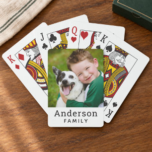 Moderne weiße benutzerdefinierte Familienname-Foto Spielkarten