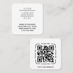 Moderne weiße benutzerdefinierte Logo- und QR-Code Quadratische Visitenkarte