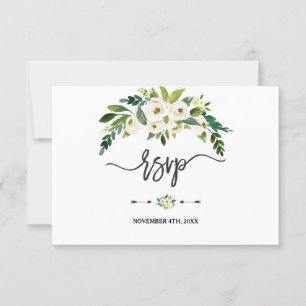 Moderne weiße blühende Floral-Handschrift RSVP Karte