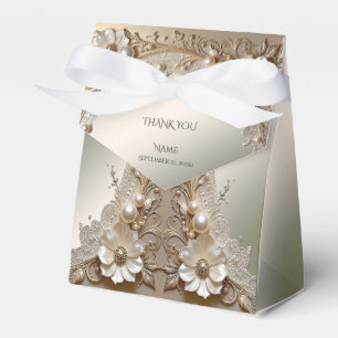 Moderne Weiße Blumen Perlen Gefallen Box Geschenkschachtel