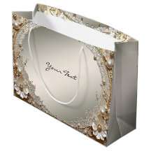 Moderne weiße Blumen Perlen Geschenktasche