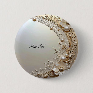 Moderne weiße Blumen Perlen Knopf Button