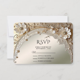 Moderne weiße Blumen Perlen RSVP-Karte RSVP Karte