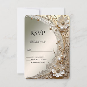 Moderne weiße Blumen Perlen RSVP-Karte RSVP Karte