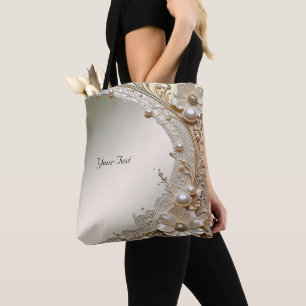 Moderne weiße Blumen Perlen-Tasche