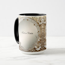 Moderne weiße Blumen Perlen Tasse