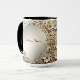 Moderne weiße Blumen Perlen Tasse
