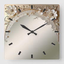 Moderne weiße Blumen Perlen Wanduhr