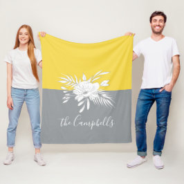 Moderne weiße Blüte Personalisiert in Colorblock Fleecedecke