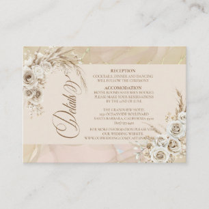 Moderne Weiße Boho-Floralbogen-Hochzeits-Detailkar Begleitkarte