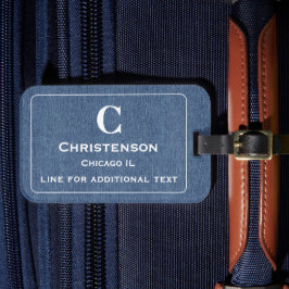 Moderne weiße Buchstaben auf Blue Denim Print Gepäckanhänger