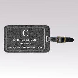 Moderne weiße Buchstaben auf Schwarz-Denim-Print Gepäckanhänger