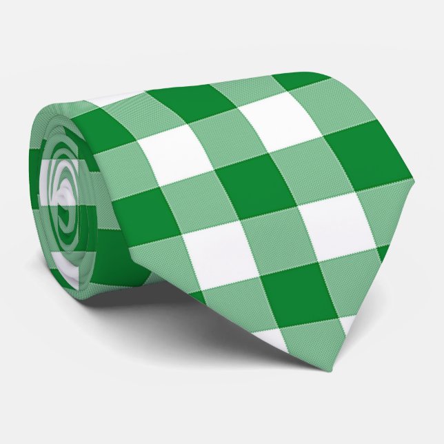 Moderne, weiße Büffel-Karos Kariert Krawatte (Gerollt)