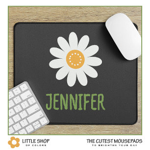 Moderne weiße Daisy-Monogramm Mousepad