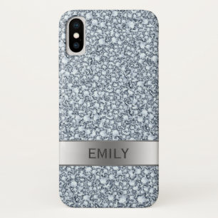 Moderne weiße Diamantverzierungen Glitter Case-Mate iPhone Hülle