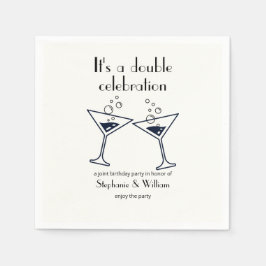 Moderne weiße Doppelfeier Geburtstag Serviette