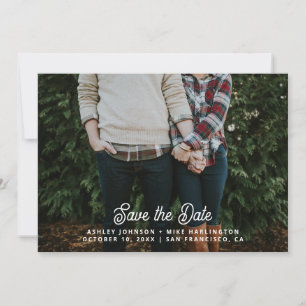 Moderne weiße einfache Skript-Typografie-Hochzeit Save The Date
