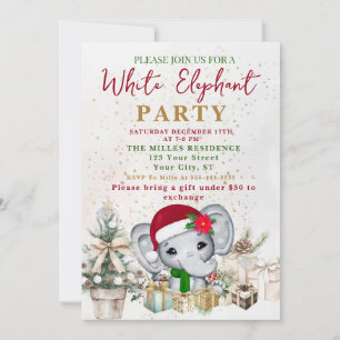 Moderne Weiße Elefant Geschenktauschparty Einladung