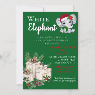 Moderne Weiße Elefant Kinder-Weihnachtsfeier Einladung