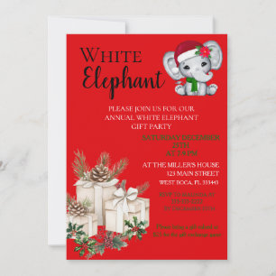 Moderne Weiße Elefant Kinder-Weihnachtsfeier Einladung