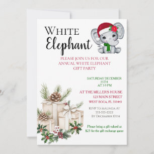 Moderne Weiße Elefant Kinder-Weihnachtsfeier  Einladung
